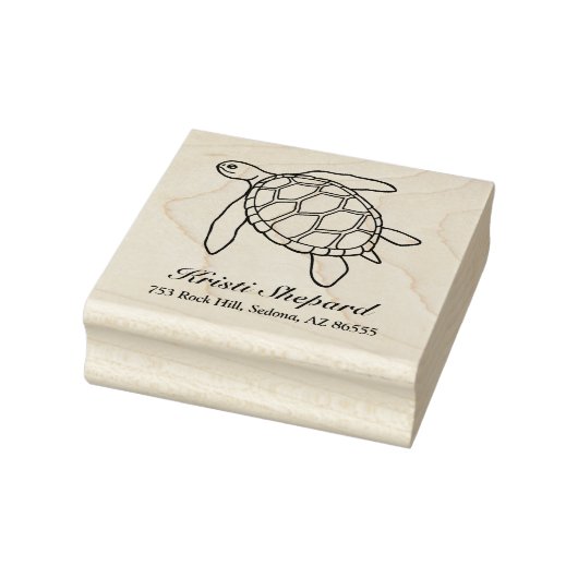 Leuk Zee Turtle Naam Adres Rubberstempel (Stempel)