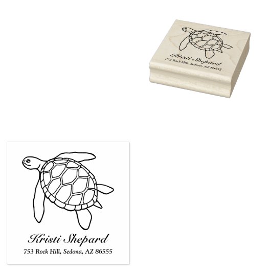 Leuk Zee Turtle Naam Adres Rubberstempel (Gestempeld)