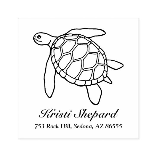 Leuk Zee Turtle Naam Adres Rubberstempel (Afrduk)