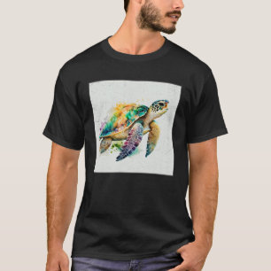 Leuk Zee Turtle Paint Splatter Illustratie Kleur T-shirt