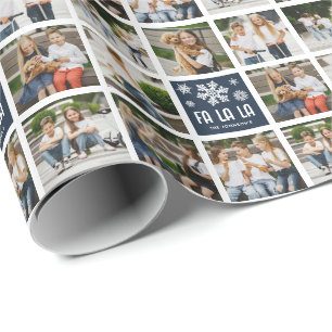 Leuk zelfgemaakte 8 x foto-raster FA LA LA-cadeaup Cadeaupapier