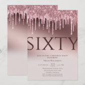 Leuk Zestig Verrassing Roze Glitter 60ste Verjaard Kaart (Voorkant / Achterkant)