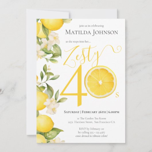 Leuk Zesty Lemon 40e verjaardagsfeestje Kaart (Voorkant)