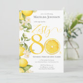 Leuk Zesty Lemon 80ste verjaardagsfeestje Kaart (Staand voorkant)