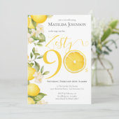 Leuk Zesty Lemon 90ste verjaardagsfeestje Kaart (Staand voorkant)