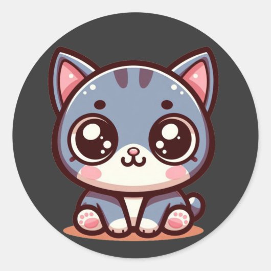 Leuk zittend kitten ronde sticker (Voorkant)