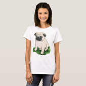 Leuk zittende pug T-shirt (Voorkant volledig)