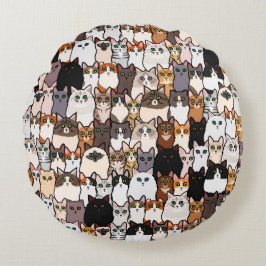 Leuk zo veel katten en Kittens collage Rond Kussen