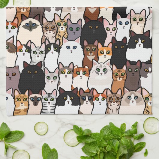 Leuk zo veel katten en Kittens collage Theedoek (Gevouwen)