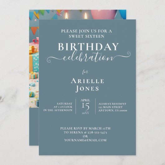 LEUK ZOET 16 VERJAARDAGSTAART, VIERING KAART (Voorkant / Achterkant)