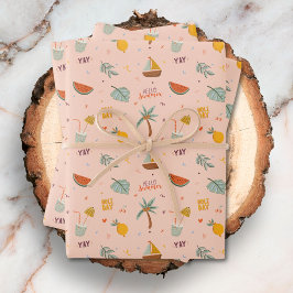 Leuk zomer esthetisch patroon inpakpapier vel