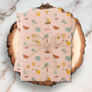 Leuk zomer esthetisch patroon inpakpapier vel