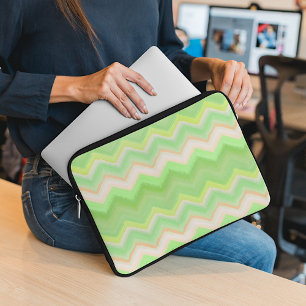 Leuk Zomer Sinaasappel Lime Groen Ikat Zigzag Patr Laptop Sleeve