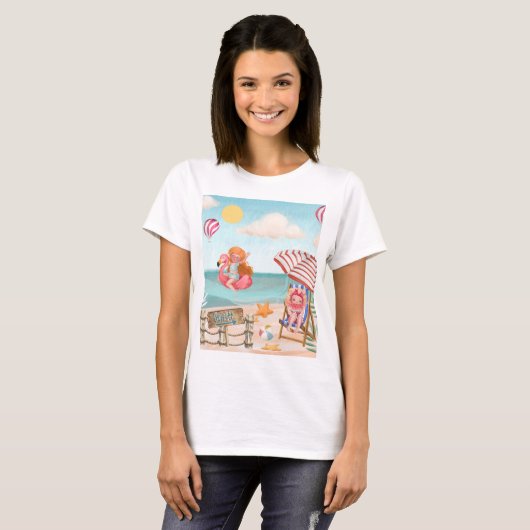Leuk Zomer Strand met Vrienden Mam's T-shirt (Voorkant volledig)
