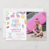 Leuk Zomer Zwembad Verjaardagsfeestfoto Kaart (Voorkant)