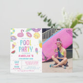 Leuk Zomer Zwembad Verjaardagsfeestfoto Kaart (Staand voorkant)