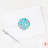 Leuk zomerzwembad feest ronde sticker (Envelop)