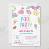 Leuk zomerzwembad verjaardagsfeestje kaart (Voorkant)