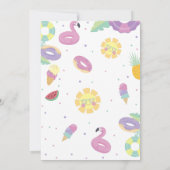 Leuk zomerzwembad verjaardagsfeestje kaart (Achterkant)