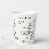 Leuk "Zondag klaar!" Kruiswoord zwart brillenglas  Papieren Bekers (Achterkant)