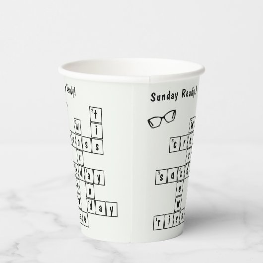 Leuk "Zondag klaar!" Kruiswoord zwart brillenglas  Papieren Bekers (Rechts)