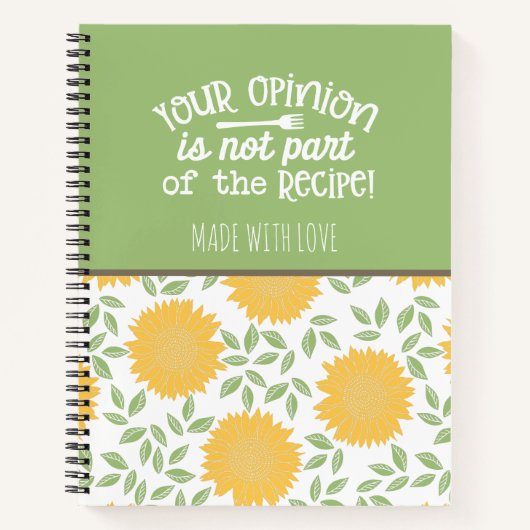 Leuk Zonnebloem Patroon Chef recept Notitieboek (Voorkant)