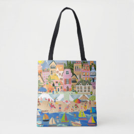 Leuk zonnig strand stad Gelukkig vakantie toerist Tote Bag