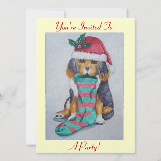 Leuk zwart en bruin puppy kerstfeest kaart (Voorkant)