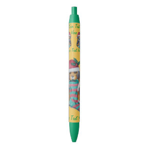 leuk zwart en bruin puppy met Kerstmiskous Blauwe Inkt Pen