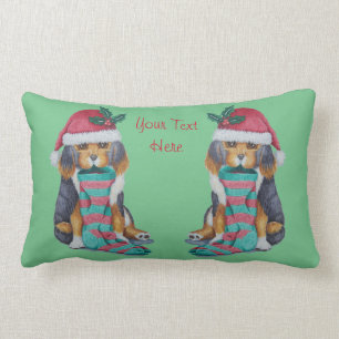 leuk zwart en bruin puppy met Kerstmiskous Kussen