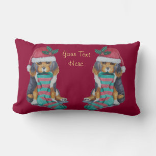 leuk zwart en bruin puppy met Kerstmiskous Kussen