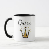 Leuk Zwart en Goud Koningin Glitter Kroon Koffie Mok (Links)