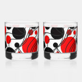 Leuk Zwart en Rood Art Deco Rock Whiskey Glas Set (Voorkant)