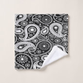 Leuk Zwart en Wit Paisley Handdoek Set (Wasdoekje)