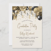 Leuk zwart goud ballon boog afstudeerfeest kaart (Voorkant)