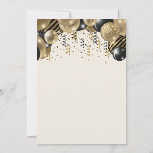 Leuk zwart goud ballon boog afstudeerfeest kaart (Achterkant)