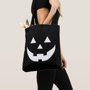 Leuk zwart Jack o lantaarn pompoen gezicht Hallowe Tote Bag