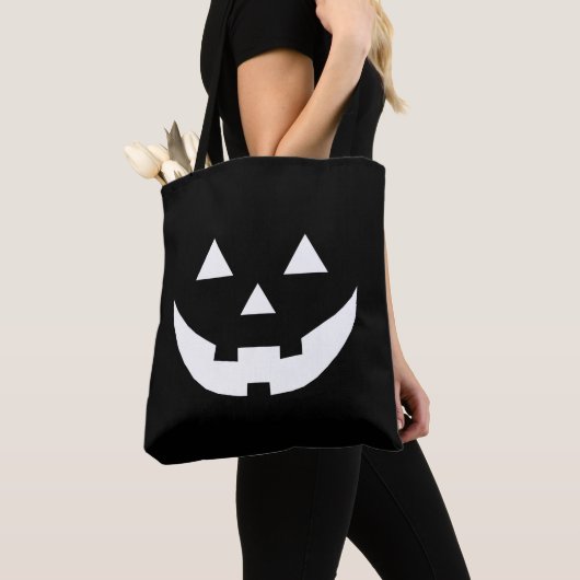 Leuk zwart Jack o lantaarn pompoen gezicht Hallowe Tote Bag (Dichtbij)