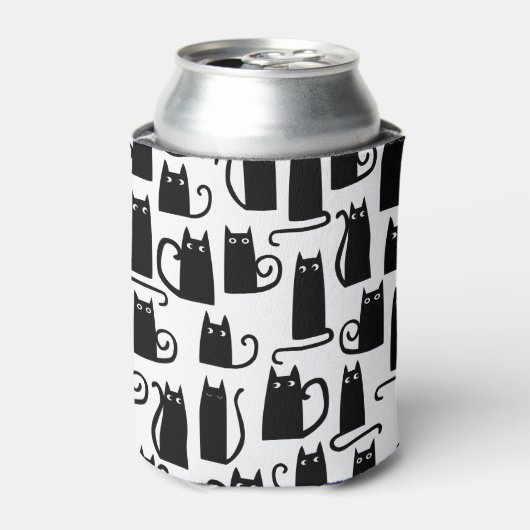 Leuk zwart kattenpatroon blikjeskoeler (Blikje Voorkant)