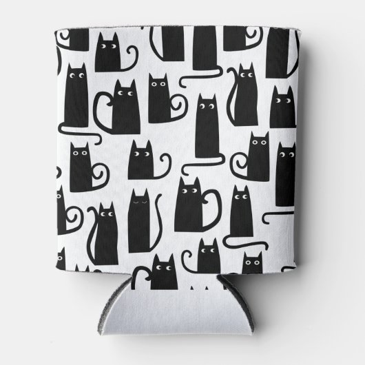 Leuk zwart kattenpatroon blikjeskoeler (Voorkant)