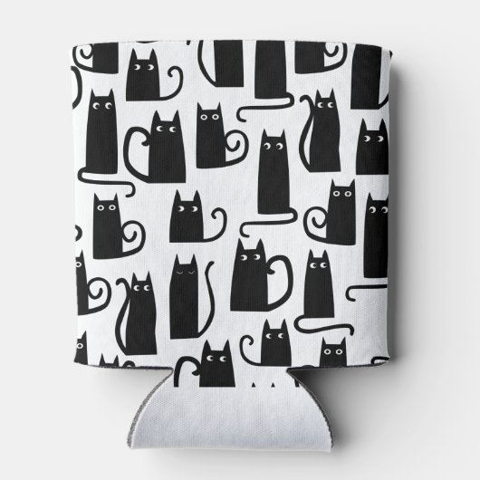 Leuk zwart kattenpatroon blikjeskoeler (Achterkant)