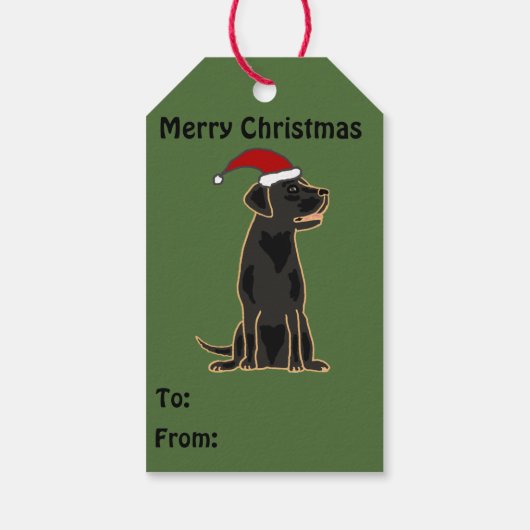 Leuk zwart labrador kerstcadeau Label Cadeaulabel (Achterkant)
