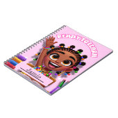 Leuk zwart meisjesspiralschrift voor school notitieboek (Linkerzijde)