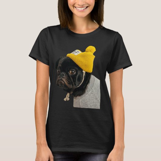 Leuk zwart PUG Sticker Classic T-shirt 136 (Voorkant)