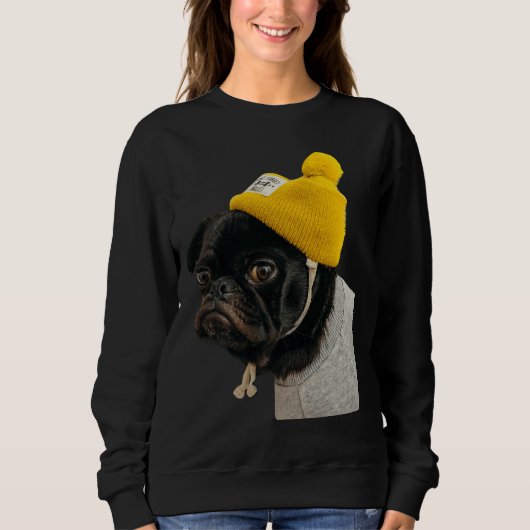Leuk zwart PUG Sticker Classic T-shirt 136 (Voorkant)