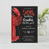 Leuk Zwart Rood 50ste Verjaardag Roodbaars Boil Kaart (Staand voorkant)