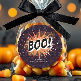 Leuk Zwart & Sinaasappel Boo Halloween Favoriet Ronde Sticker
