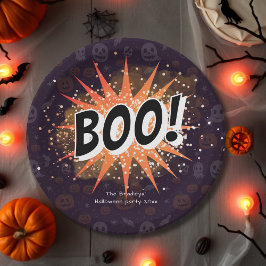 Leuk Zwart & Sinaasappel Boo Halloween Papieren Bordje