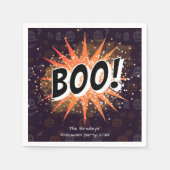 Leuk Zwart & Sinaasappel Boo Halloween Servet (Voorkant)