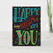 Leuk Zwart Stijlvol, Modern Kleurrijk Gelukkige Ve Kaart (Voorkant)